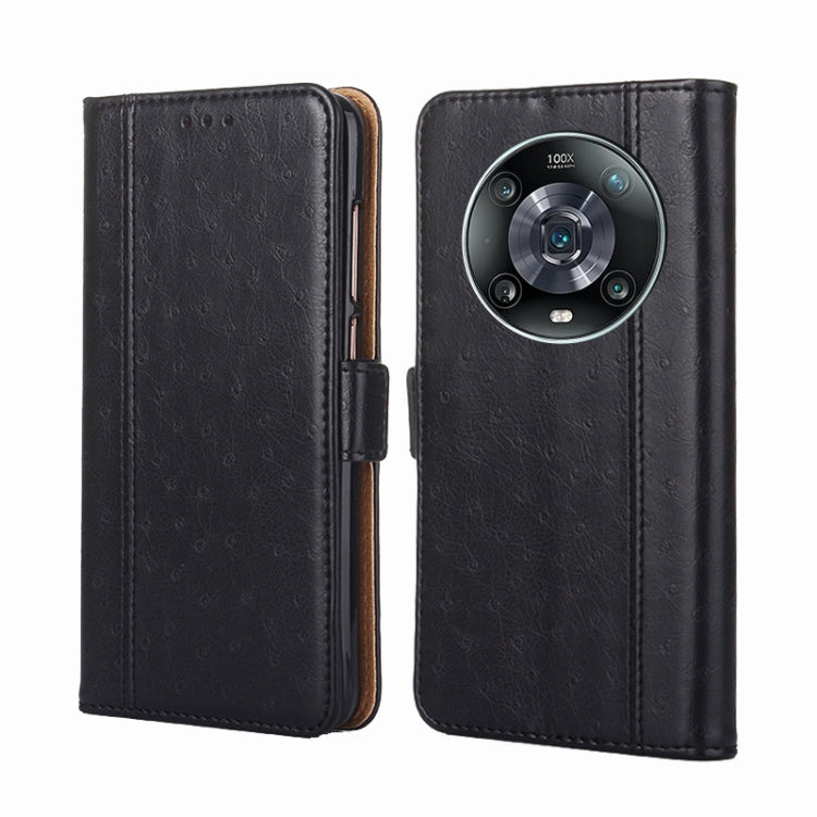 For Honor Magic4 Pro Ostrich Texture Flip Leather Phone Case