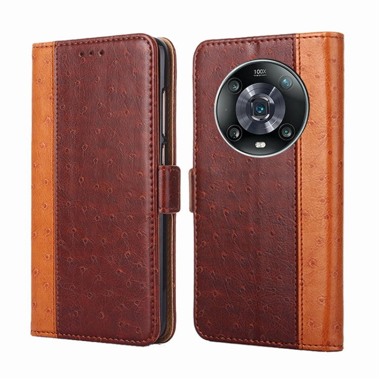 For Honor Magic4 Pro Ostrich Texture Flip Leather Phone Case