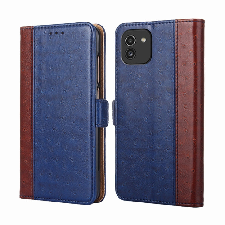 For Samsung Galaxy A03 166mm Ostrich Texture Flip Leather Phone Case