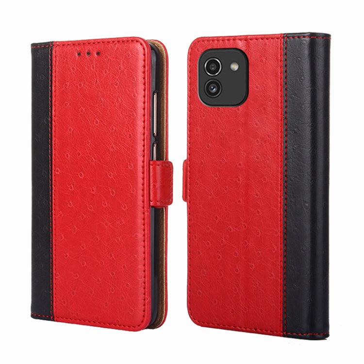 For Samsung Galaxy A03 166mm Ostrich Texture Flip Leather Phone Case