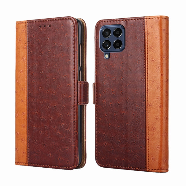 For Samsung Galaxy M53 5G Ostrich Texture Flip Leather Phone Case