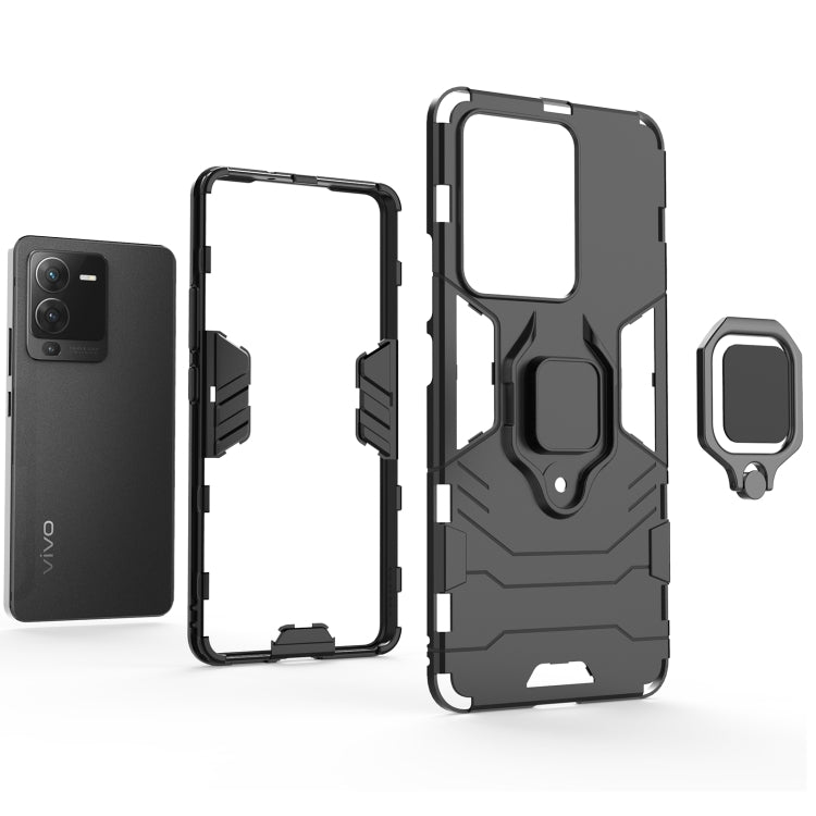 For vivo S15 PC + TPU Shockproof Protective Phone Case with Magnetic Ring Holder