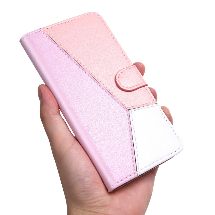 For iPhone 14 Pro Max Tricolor Stitching Flip Leather Phone Case