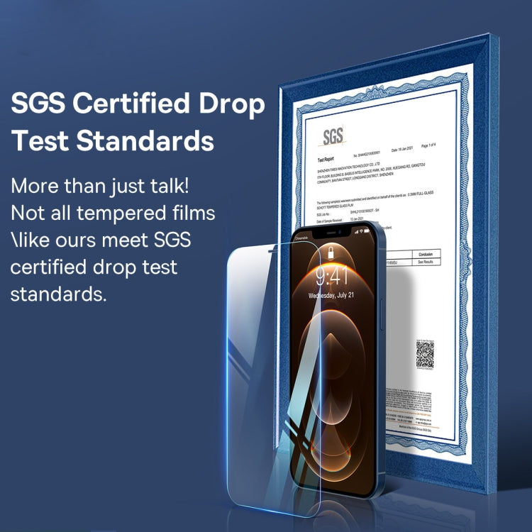 For iPhone 12 / 12 Pro 2pcs Baseus 0.3mm Full-glass Crystal Tempered Glass Film