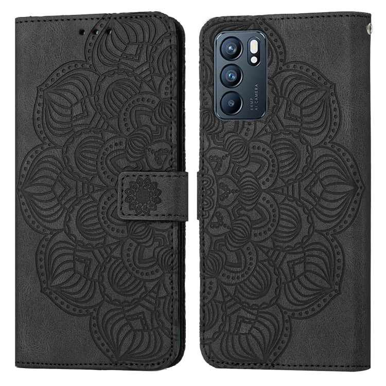 For OPPO Reno6 5G Mandala Embossed Flip Leather Phone Case