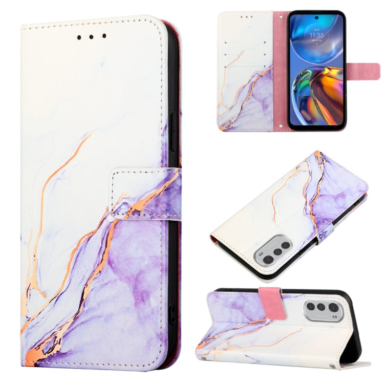 For Motorola Moto E32 Marble Pattern Flip Leather Phone Case