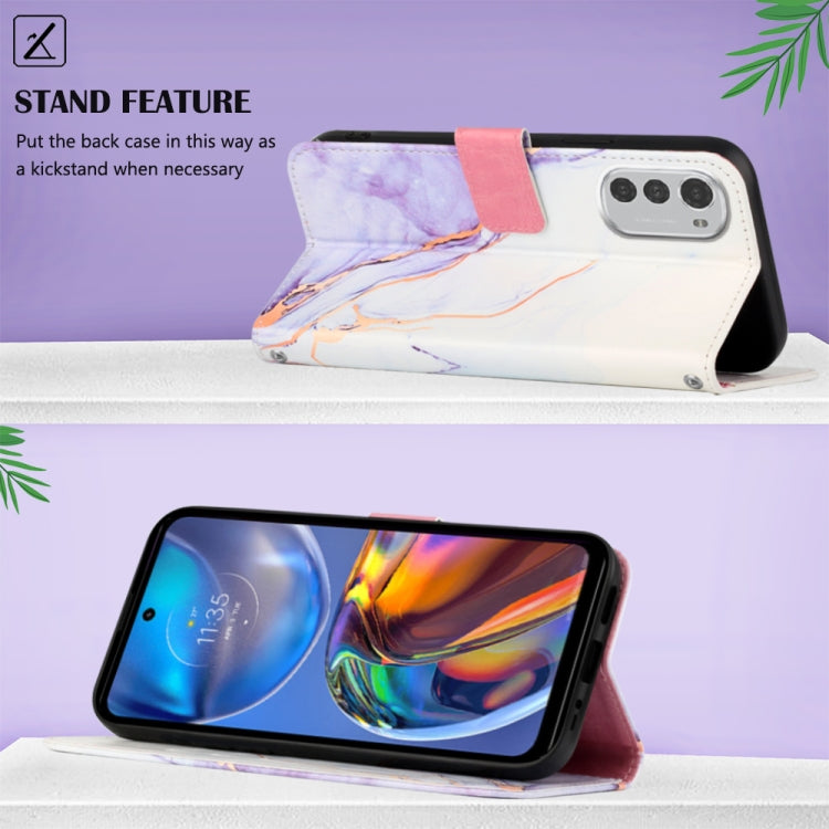 For Motorola Moto E32 Marble Pattern Flip Leather Phone Case
