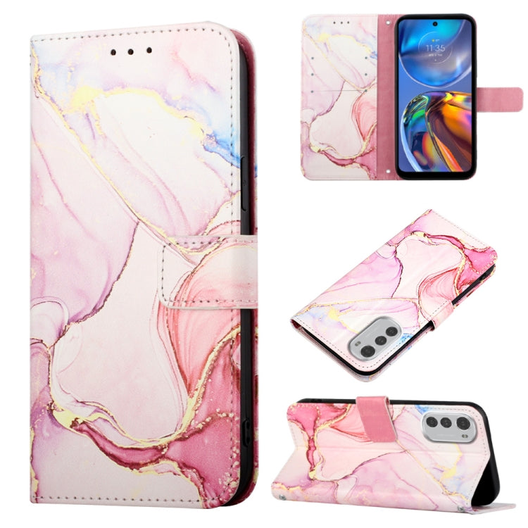 For Motorola Moto E32 Marble Pattern Flip Leather Phone Case