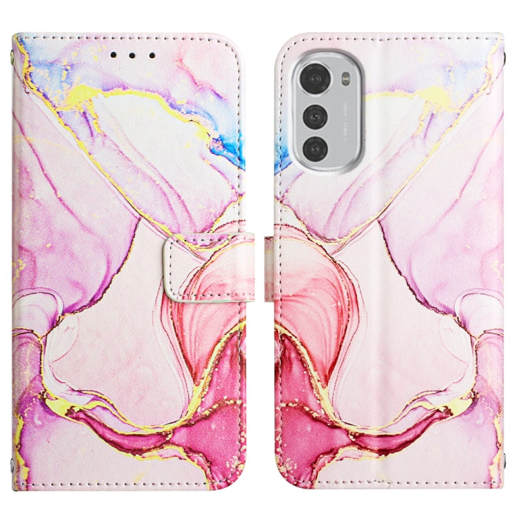 For Motorola Moto E32 Marble Pattern Flip Leather Phone Case