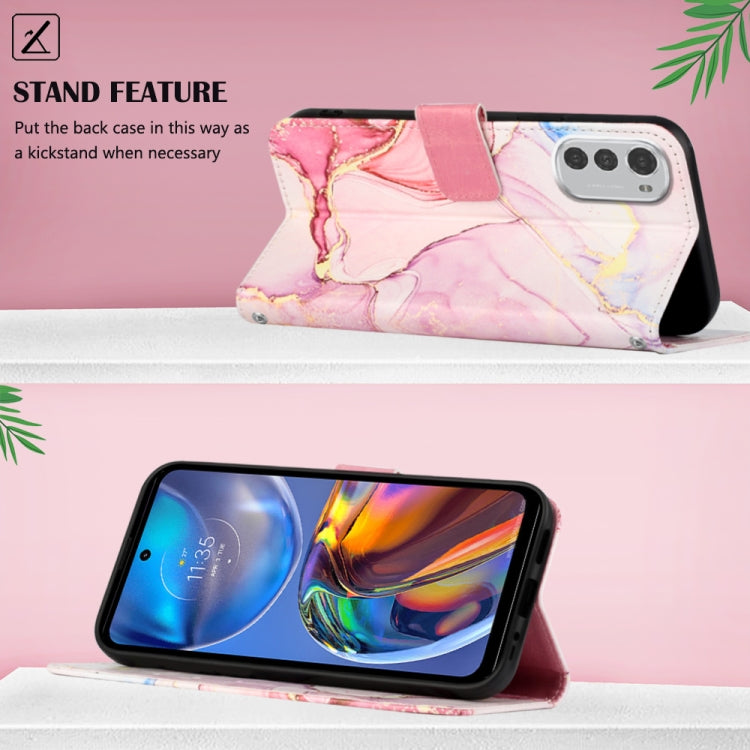 For Motorola Moto E32 Marble Pattern Flip Leather Phone Case