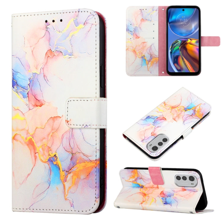 For Motorola Moto E32 Marble Pattern Flip Leather Phone Case