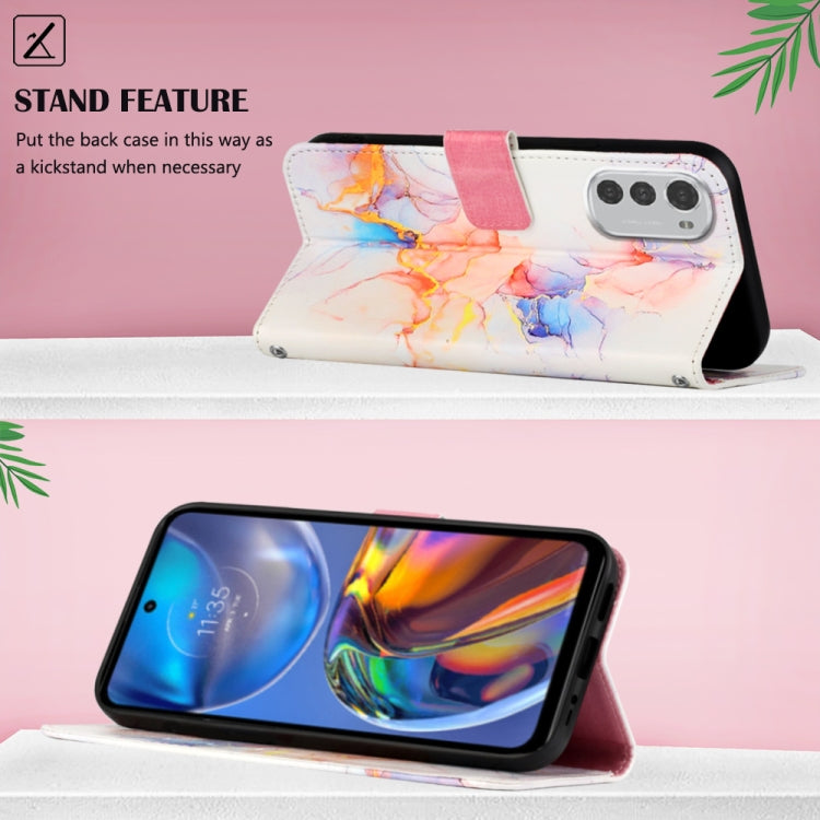 For Motorola Moto E32 Marble Pattern Flip Leather Phone Case