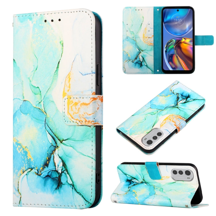For Motorola Moto E32 Marble Pattern Flip Leather Phone Case