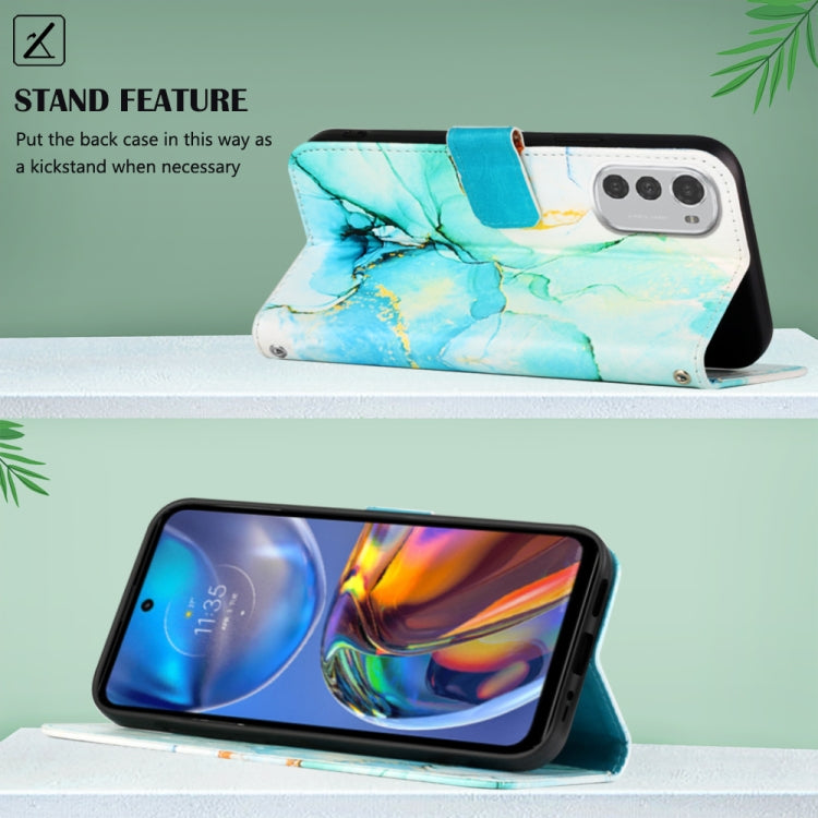 For Motorola Moto E32 Marble Pattern Flip Leather Phone Case