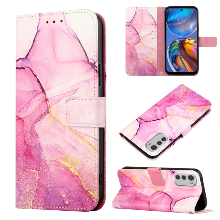 For Motorola Moto E32 Marble Pattern Flip Leather Phone Case