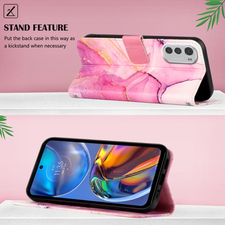 For Motorola Moto E32 Marble Pattern Flip Leather Phone Case