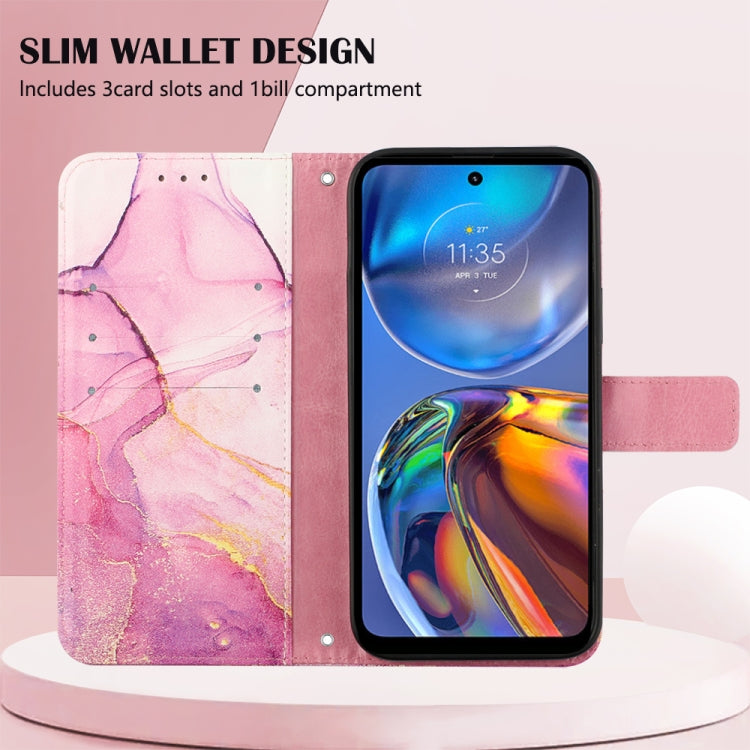 For Motorola Moto E32 Marble Pattern Flip Leather Phone Case