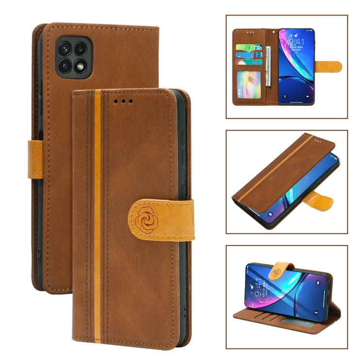 For Samsung Galaxy A22 5G Skin Feel Leather Wallet Phone Case