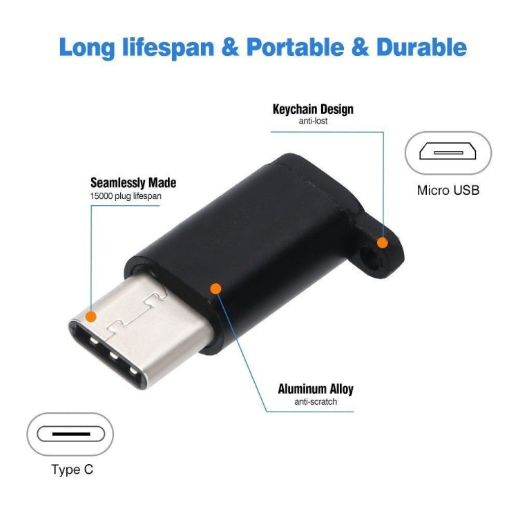 6 PCS Micro USB Female to USB-C / Type-C Male Connector Adapter Random