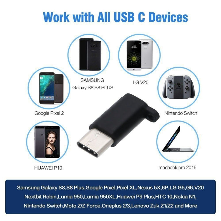 6 PCS Micro USB Female to USB-C / Type-C Male Connector Adapter Random