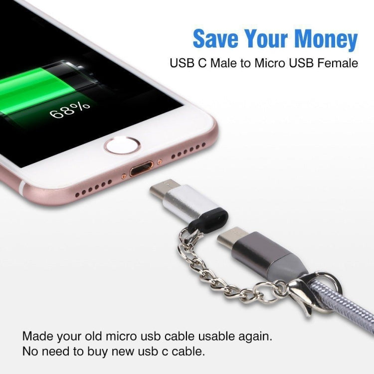 6 PCS Micro USB Female to USB-C / Type-C Male Connector Adapter Random