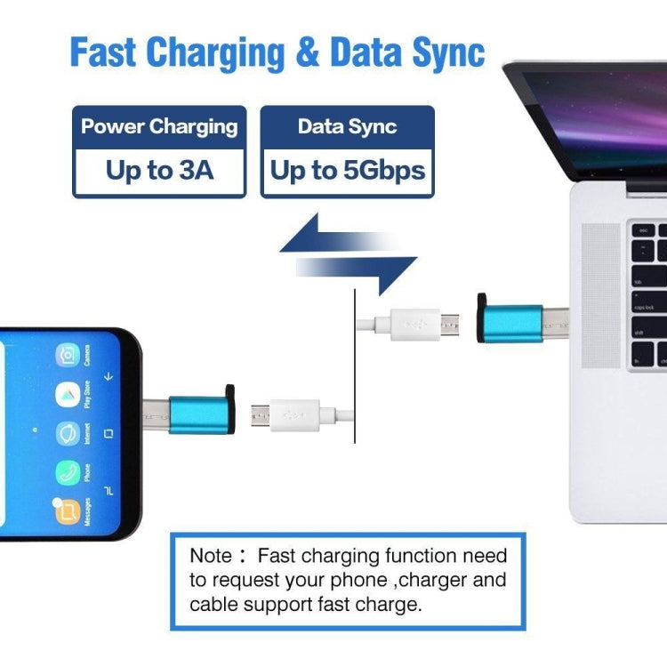 6 PCS Micro USB Female to USB-C / Type-C Male Connector Adapter Random