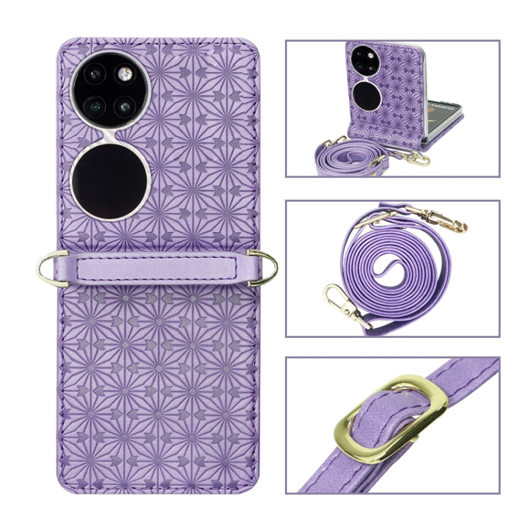 For Huawei P50 Pocket Embossed Chain Folding Phone Case