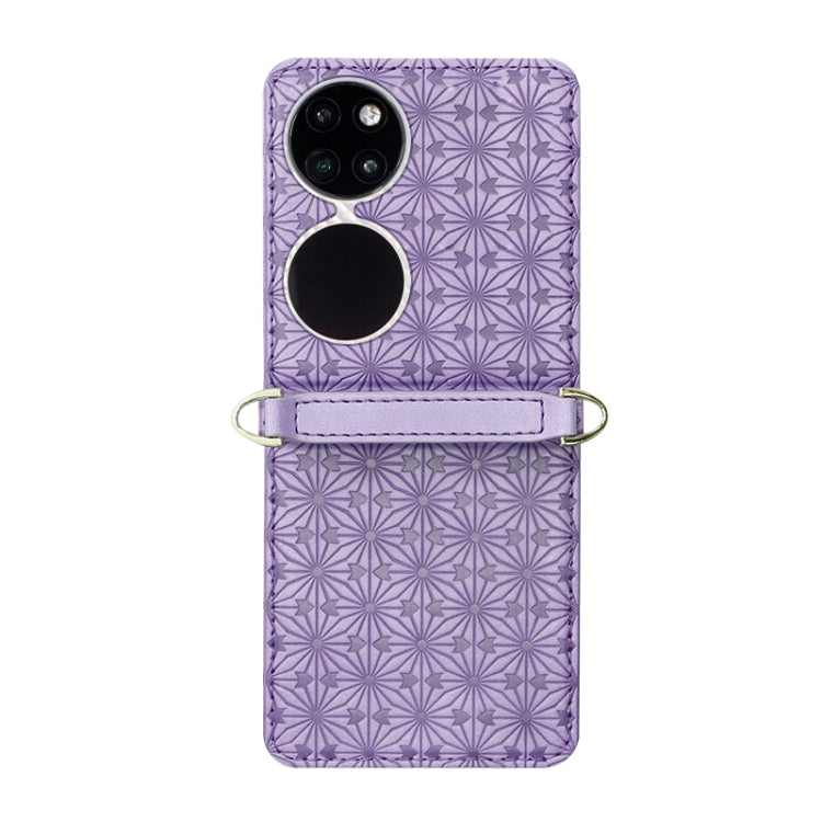 For Huawei P50 Pocket Embossed Chain Folding Phone Case
