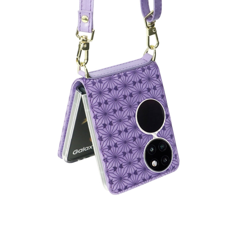 For Huawei P50 Pocket Embossed Chain Folding Phone Case