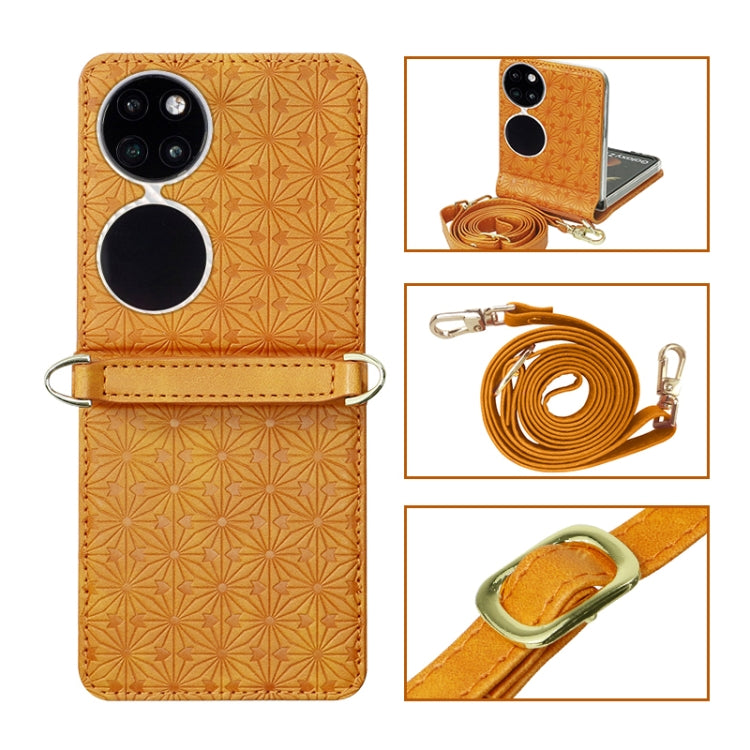 For Huawei P50 Pocket Embossed Chain Folding Phone Case