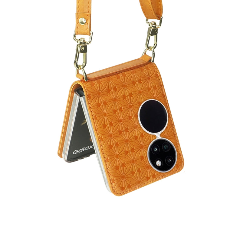 For Huawei P50 Pocket Embossed Chain Folding Phone Case