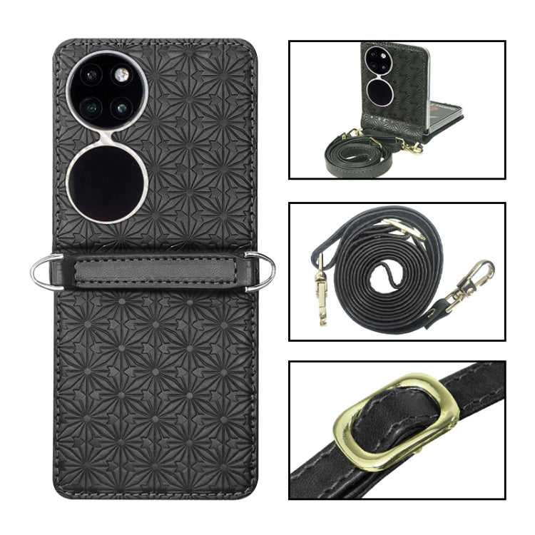 For Huawei P50 Pocket Embossed Chain Folding Phone Case