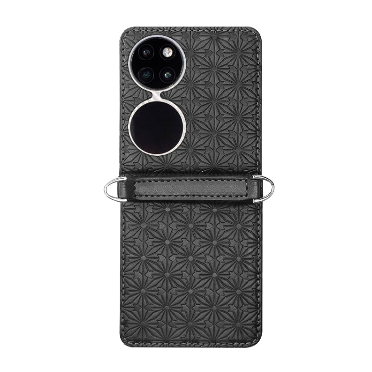For Huawei P50 Pocket Embossed Chain Folding Phone Case