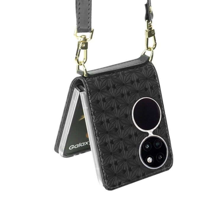 For Huawei P50 Pocket Embossed Chain Folding Phone Case