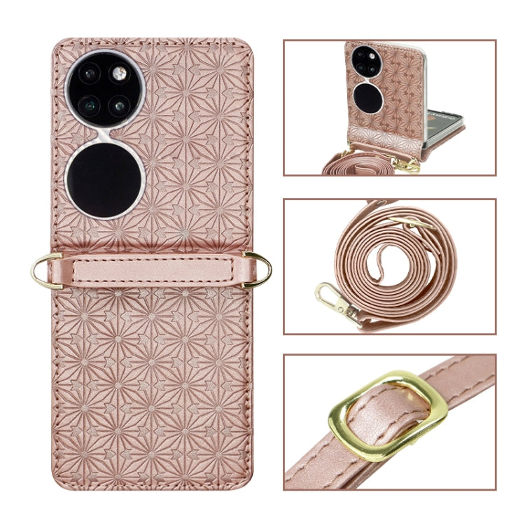 For Huawei P50 Pocket Embossed Chain Folding Phone Case
