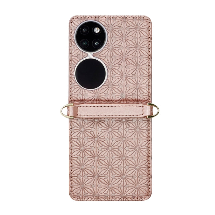 For Huawei P50 Pocket Embossed Chain Folding Phone Case