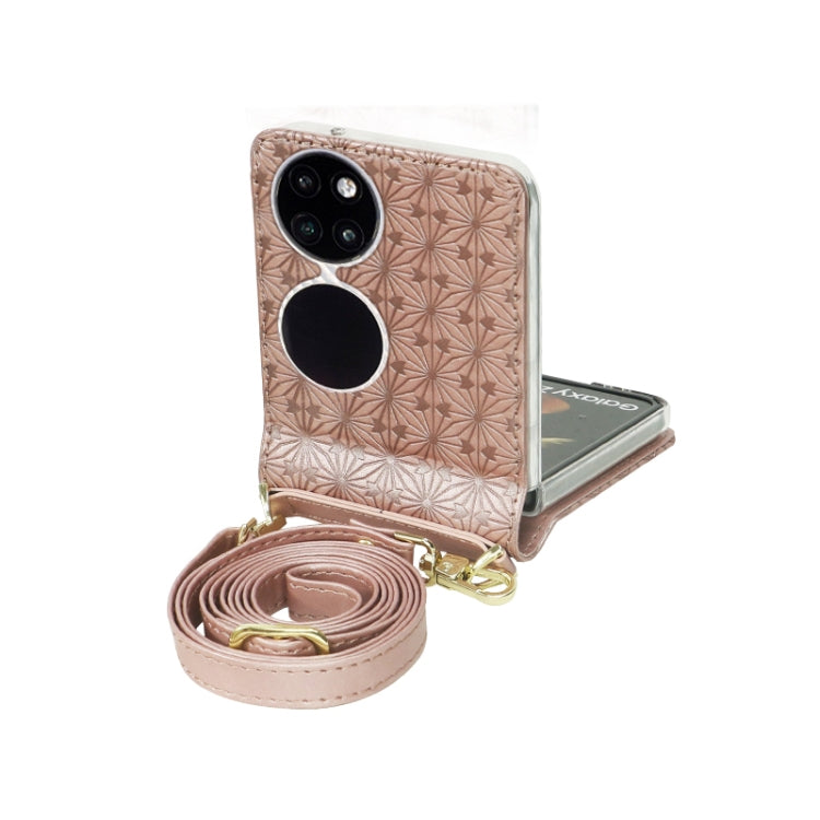 For Huawei P50 Pocket Embossed Chain Folding Phone Case