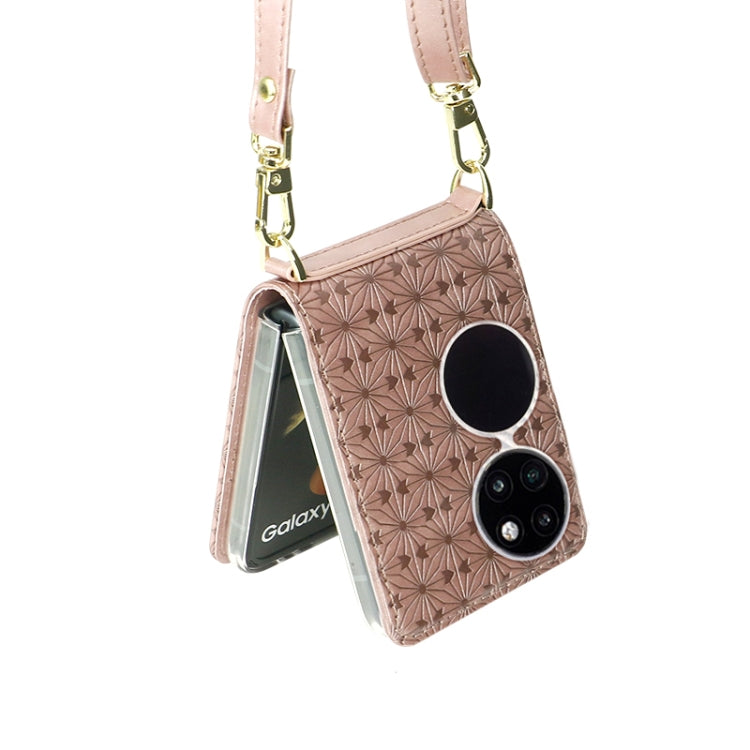 For Huawei P50 Pocket Embossed Chain Folding Phone Case