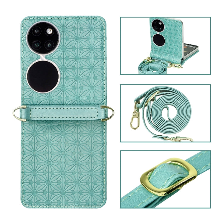 For Huawei P50 Pocket Embossed Chain Folding Phone Case