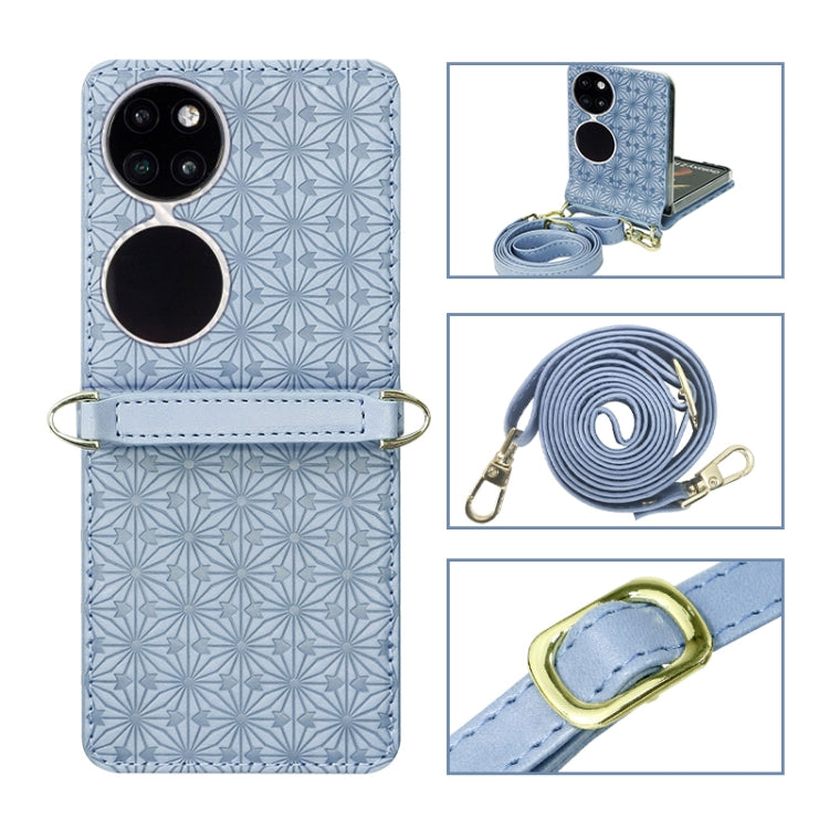 For Huawei P50 Pocket Embossed Chain Folding Phone Case
