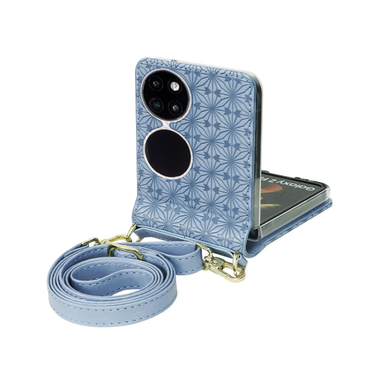 For Huawei P50 Pocket Embossed Chain Folding Phone Case