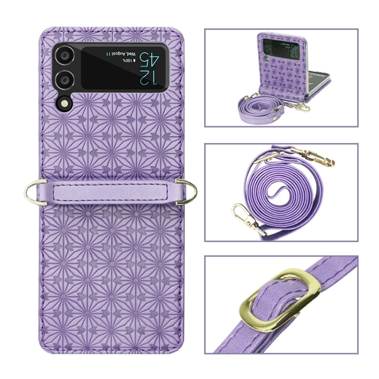 For Samsung Galaxy Z Flip3 5G Embossed Chain Folding Phone Case