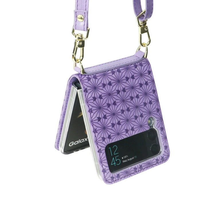 For Samsung Galaxy Z Flip3 5G Embossed Chain Folding Phone Case