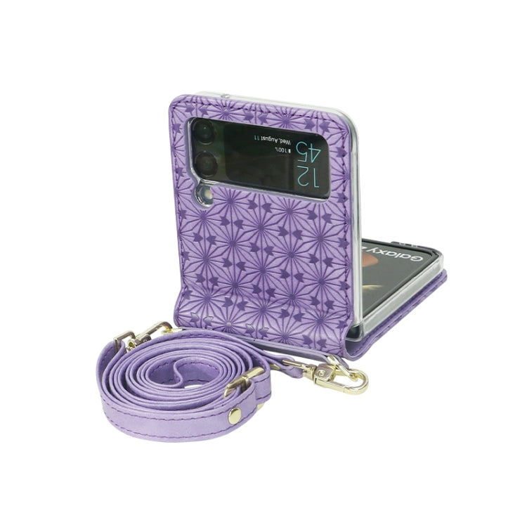 For Samsung Galaxy Z Flip3 5G Embossed Chain Folding Phone Case