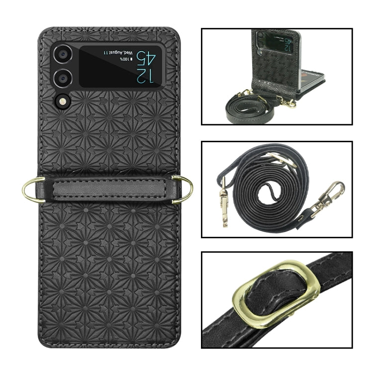 For Samsung Galaxy Z Flip3 5G Embossed Chain Folding Phone Case
