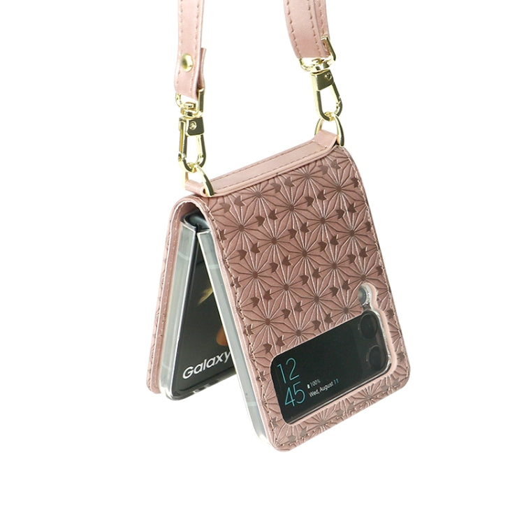 For Samsung Galaxy Z Flip3 5G Embossed Chain Folding Phone Case