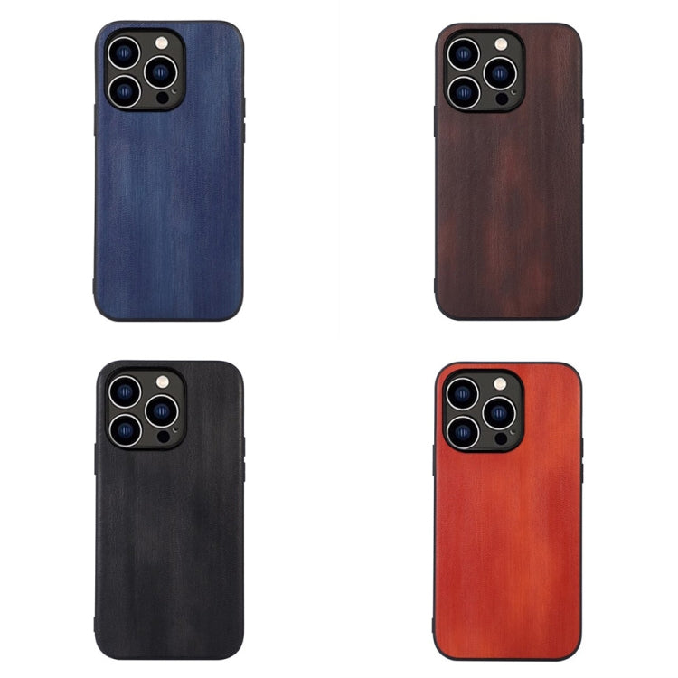 For iPhone 14 Pro Yellow Cow Texture PU Phone Case