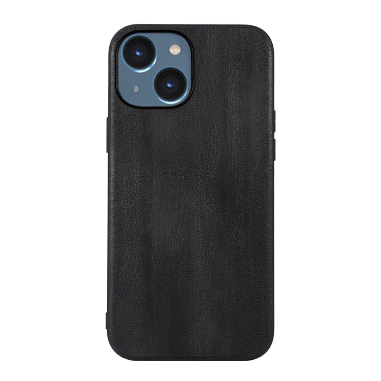 For iPhone 14 Yellow Cow Texture PU Phone Case