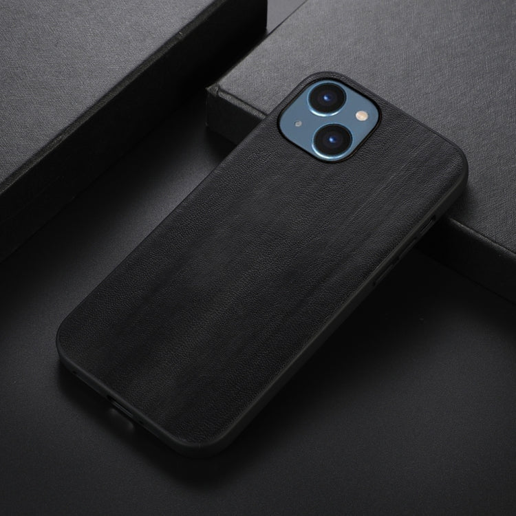 For iPhone 14 Yellow Cow Texture PU Phone Case