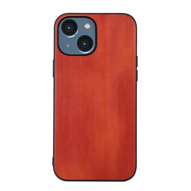 For iPhone 14 Yellow Cow Texture PU Phone Case